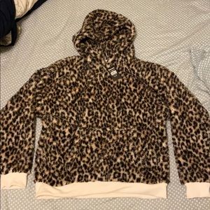 Fluffy cheetah print hoodie